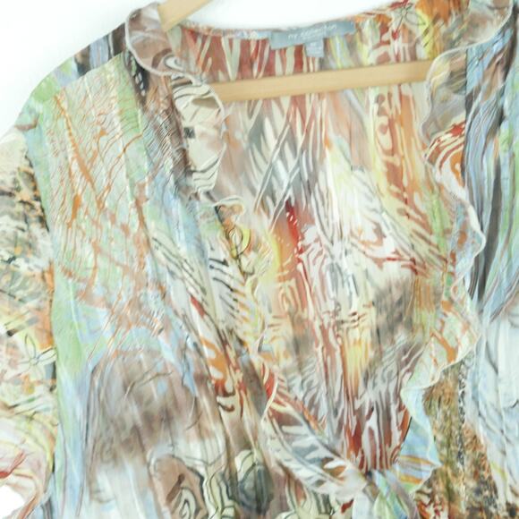 Vintage 2X Topper Y2K Sheer Ruffle Fairy Ethereal Feminine Dainty Boho Cardigan - Picture 4 of 7